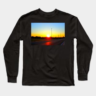 Scenery from Porto Recanati (Scossicci) with sun, atmosphere, sky, meadows and road Long Sleeve T-Shirt